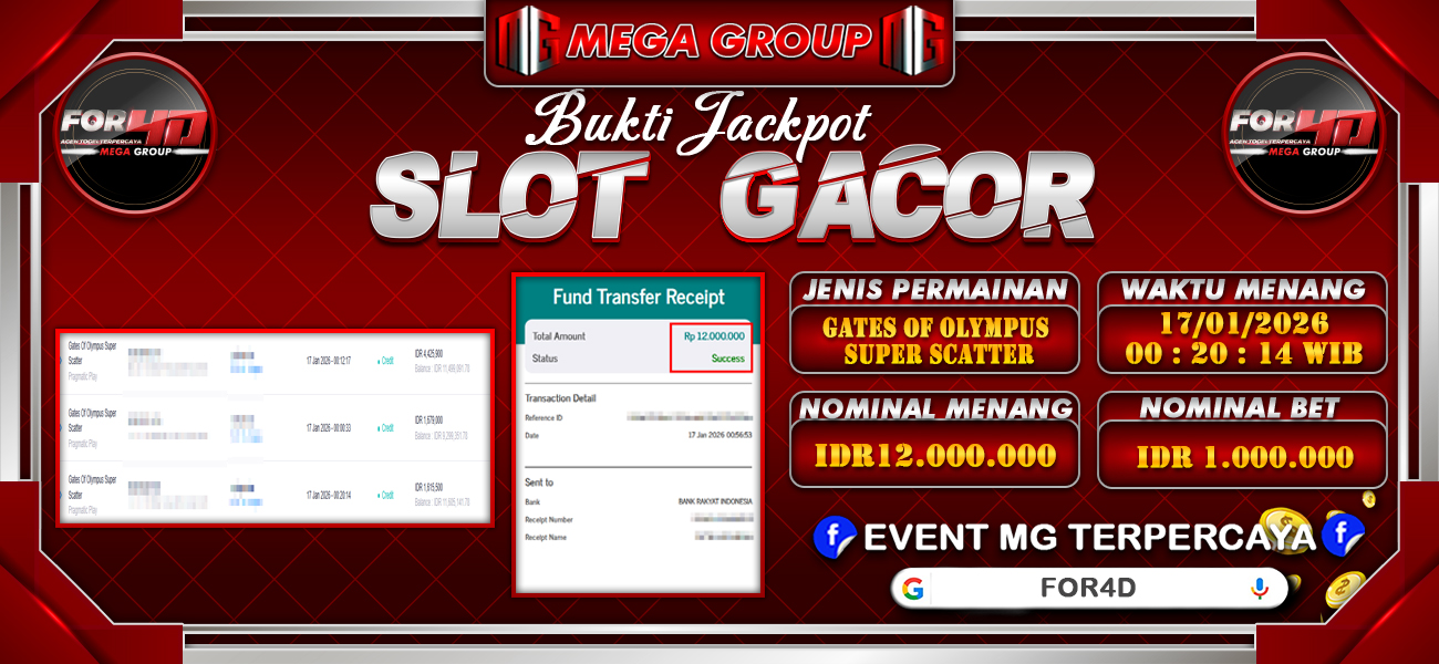 Bukti JP situs For4D hari Sabtu, 17 Januari 2026