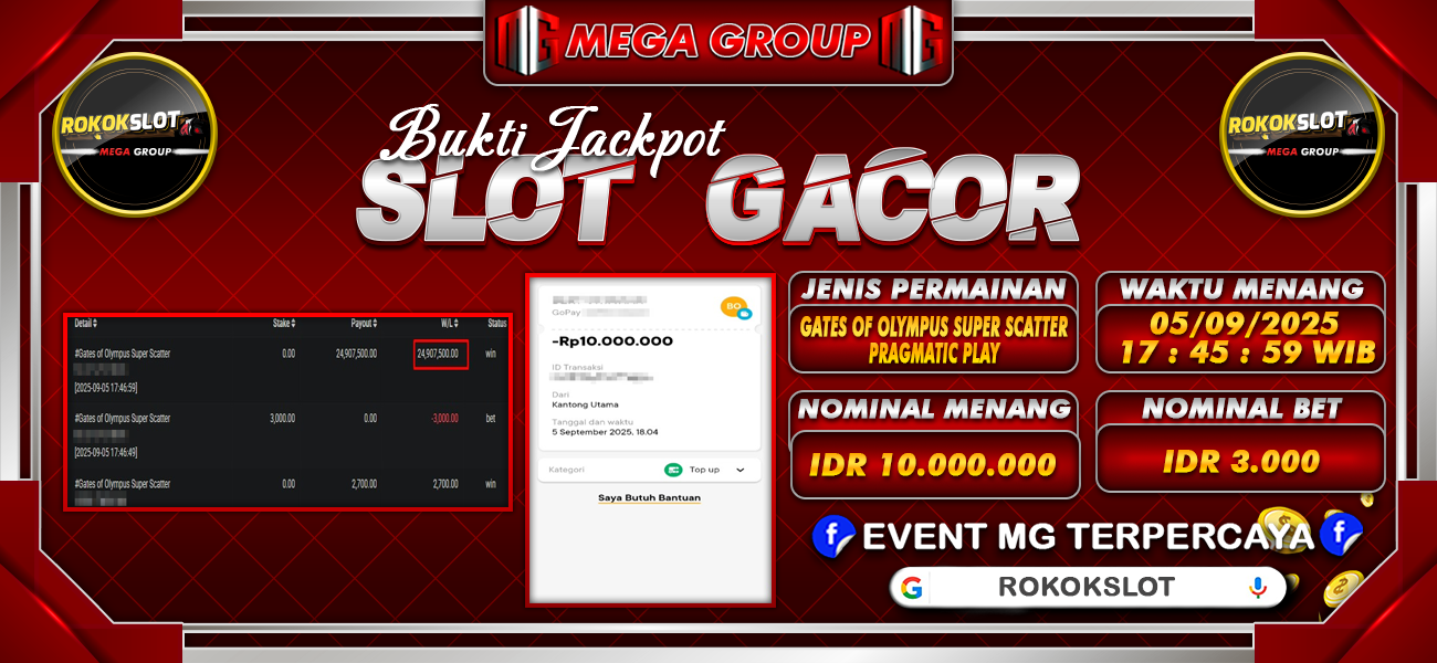 Bukti JP situs Rokokslot hari Jumat, 05 September 2025