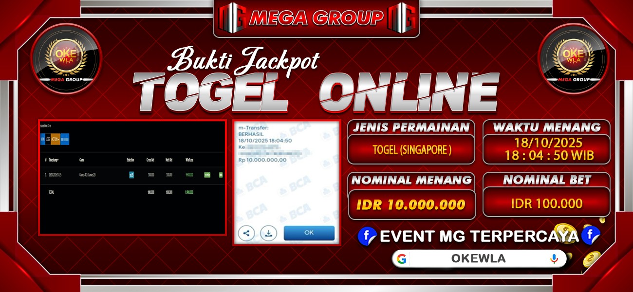 Bukti JP situs Okewla hari Sabtu, 18 Oktober 2025