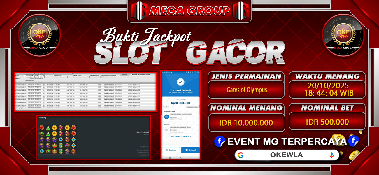 Bukti JP situs Okewla hari Senin, 20 Oktober 2025
