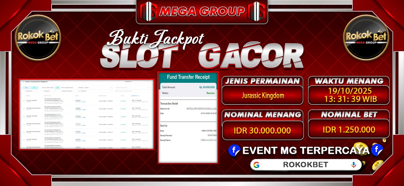 Bukti JP situs Rokokbet hari Minggu, 19 Oktober 2025