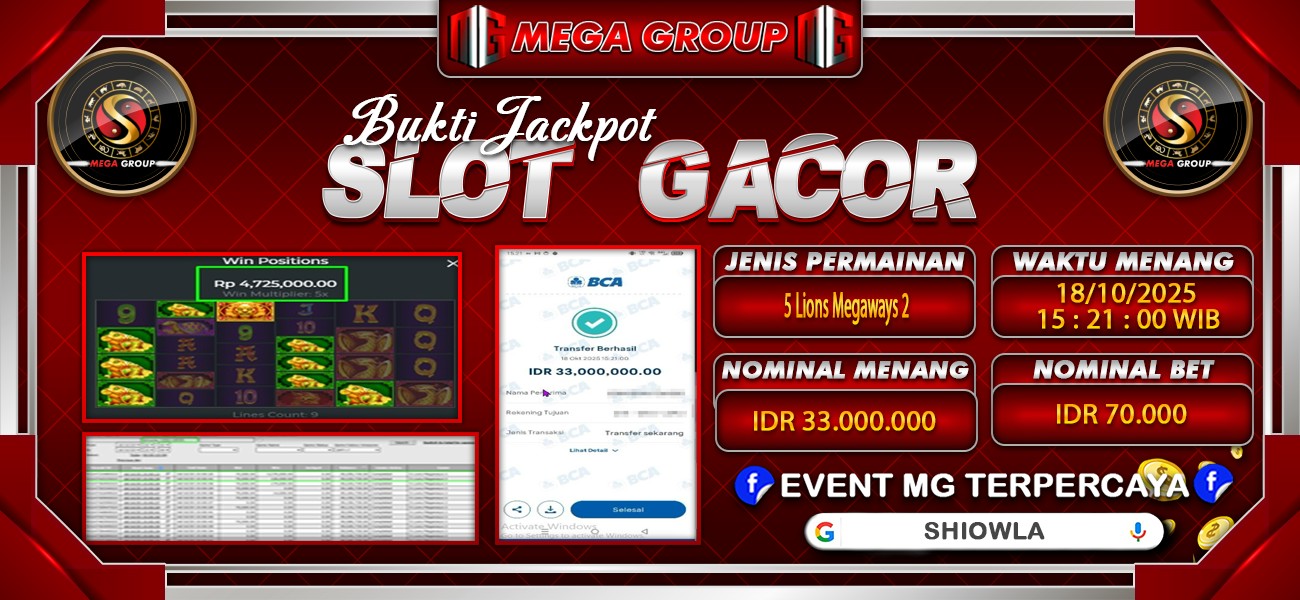 Bukti JP situs Shiowla hari Sabtu, 18 Oktober 2025