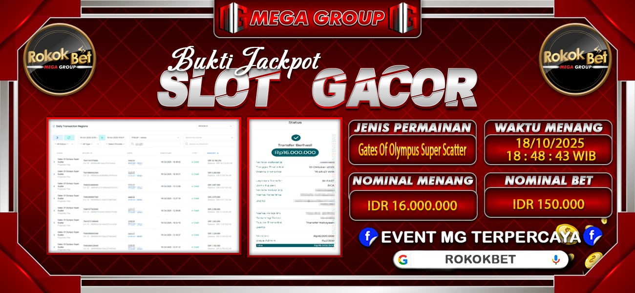 Bukti JP situs Rokokbet hari Sabtu, 18 Oktober 2025